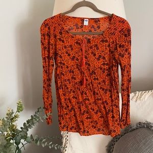 Floral Orange Blouse